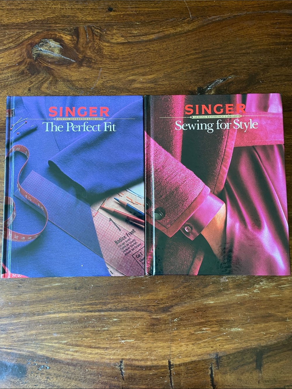 2 SINGER Vintage Hardcover Books: The Perfect Fit & Sewing for Style 80s